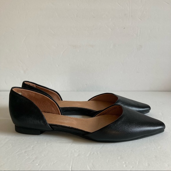 NEW NWOT J. Jill D'Orsay Flats Women 9 Pointed Toe Black Leather Business Casual - Picture 5 of 16